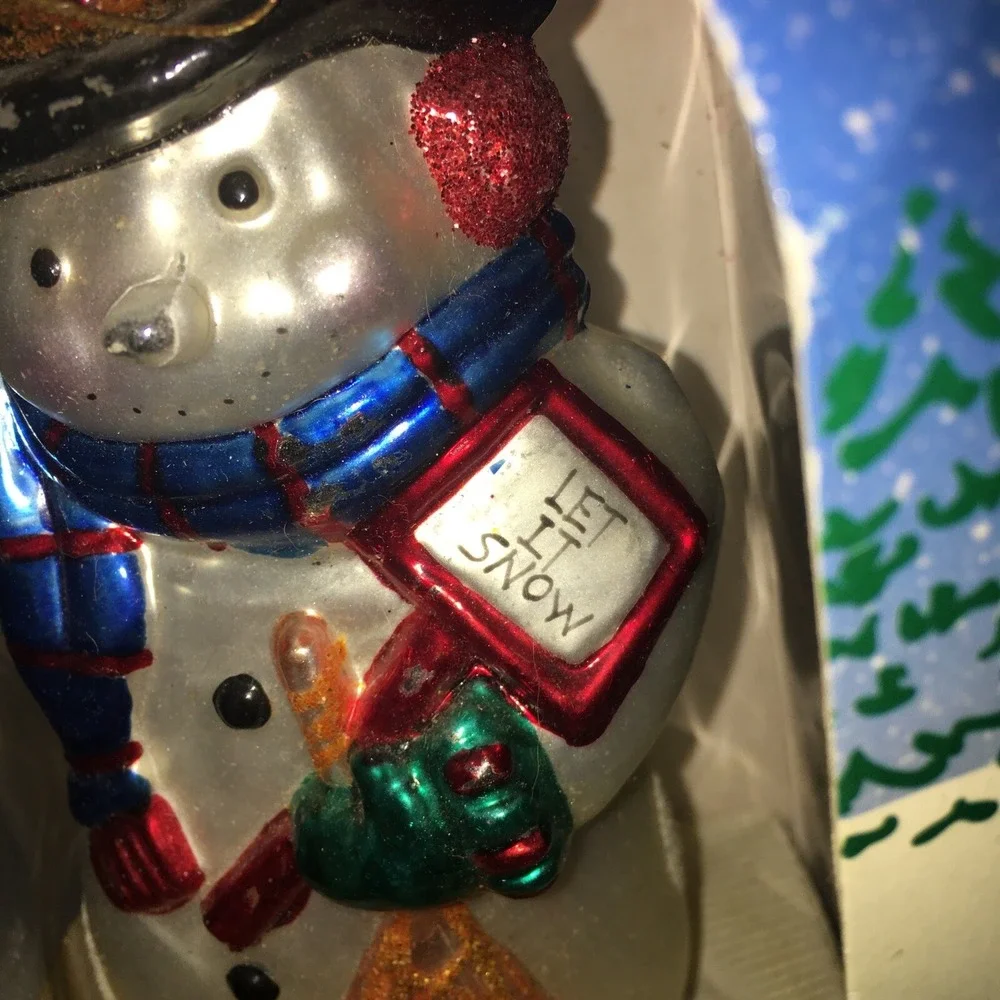 Blown Glass Snowman Christmas Ornament  